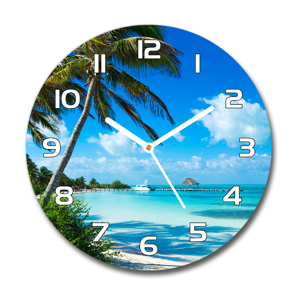 Reloj de cristal redondo Playa tropical