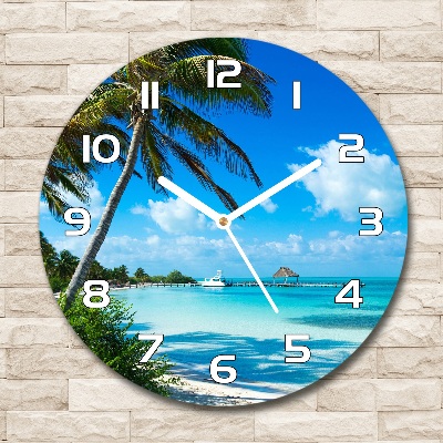 Reloj de cristal redondo Playa tropical