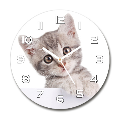 Reloj redondo pared Gato gris