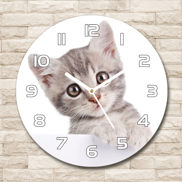 Reloj redondo pared Gato gris