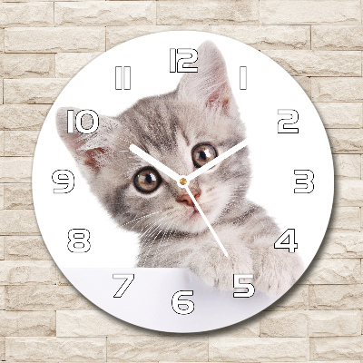 Reloj redondo pared Gato gris