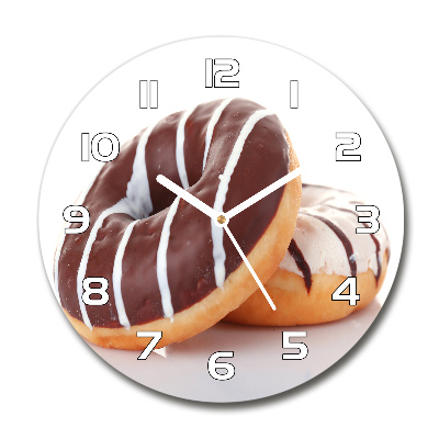Reloj de cristal redondo Donas de chocolate