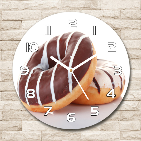 Reloj de cristal redondo Donas de chocolate