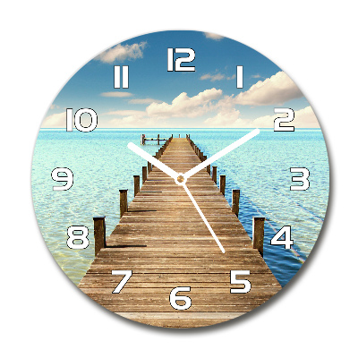 Reloj de pared redondo Muelle de madera