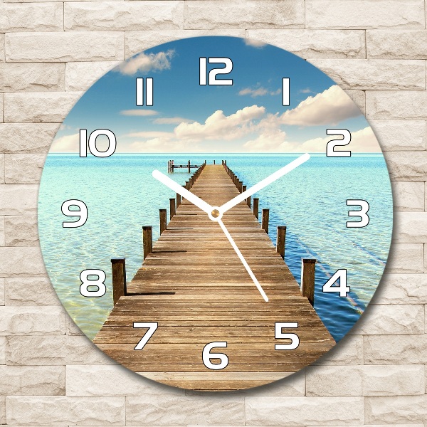 Reloj de pared redondo Muelle de madera