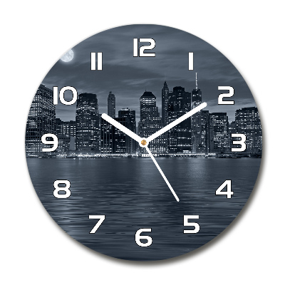 Reloj de pared redondo Nueva York de noche