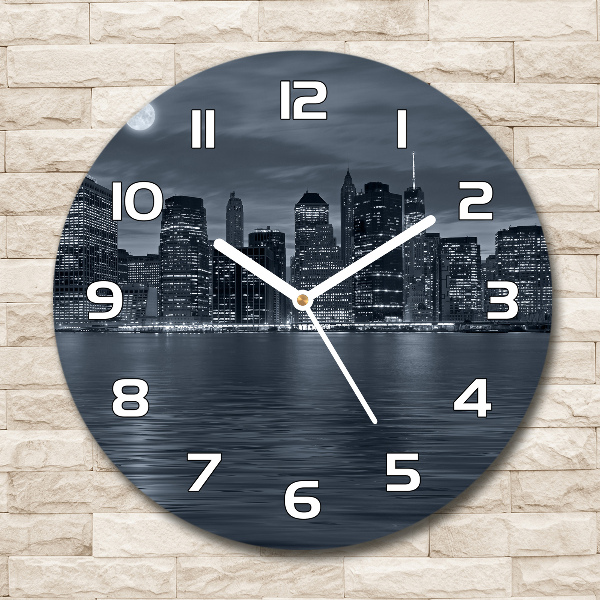 Reloj de pared redondo Nueva York de noche