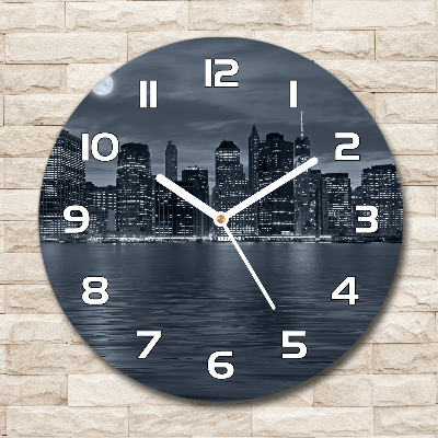 Reloj de pared redondo Nueva York de noche