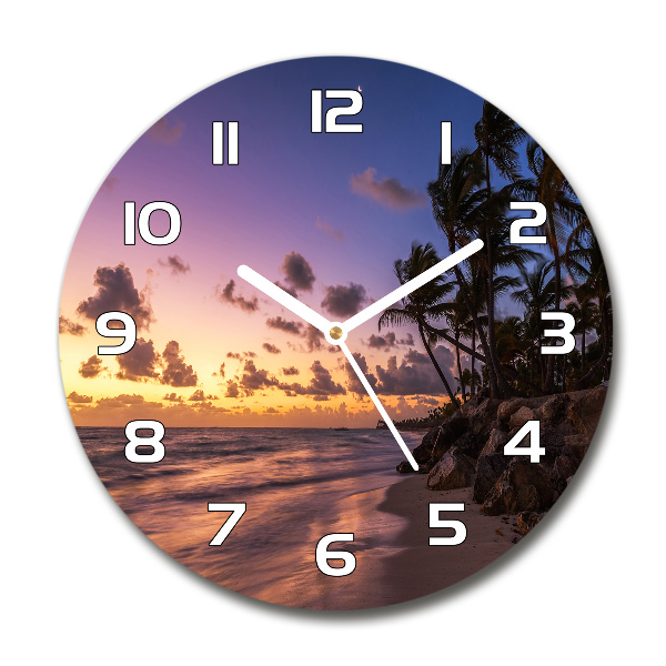 Reloj redondo pared Atardecer en la playa