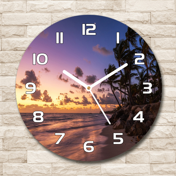 Reloj redondo pared Atardecer en la playa