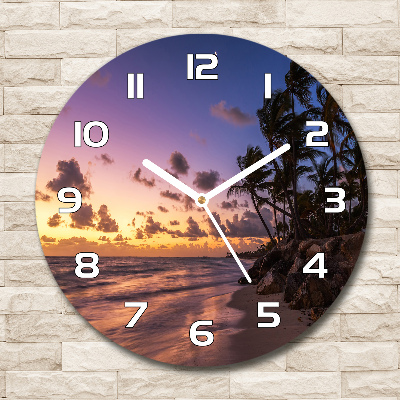 Reloj redondo pared Atardecer en la playa