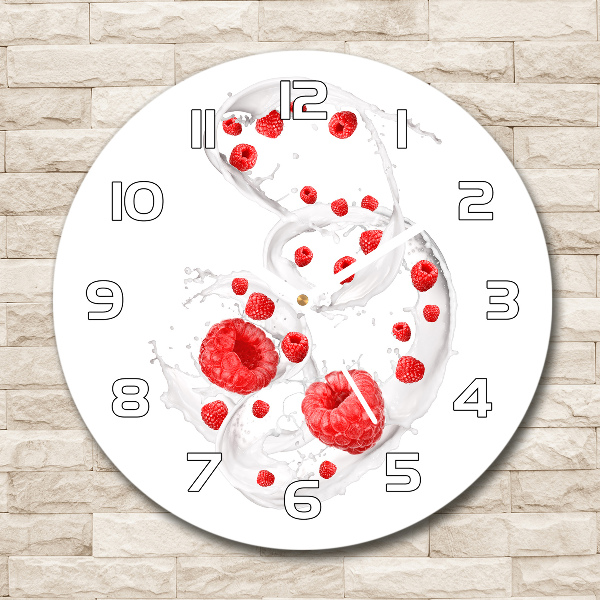 Reloj de pared redondo Frambuesas con leche