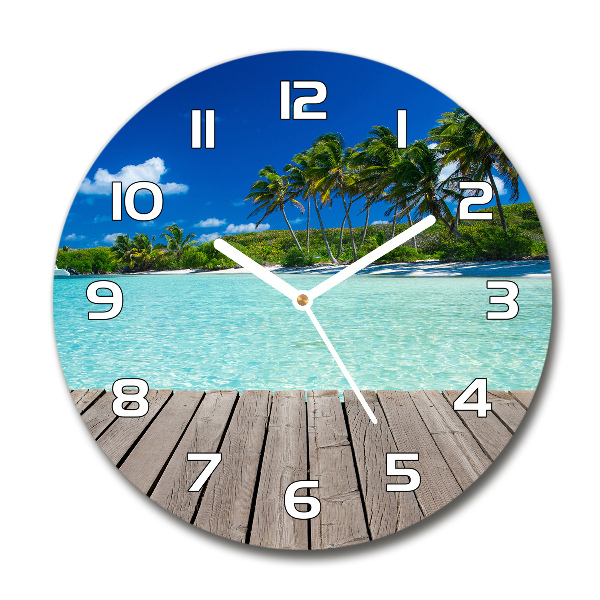 Reloj de cristal redondo Playa tropical