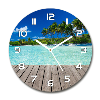 Reloj de cristal redondo Playa tropical