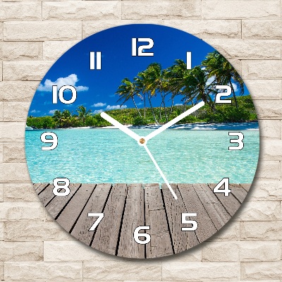 Reloj de cristal redondo Playa tropical