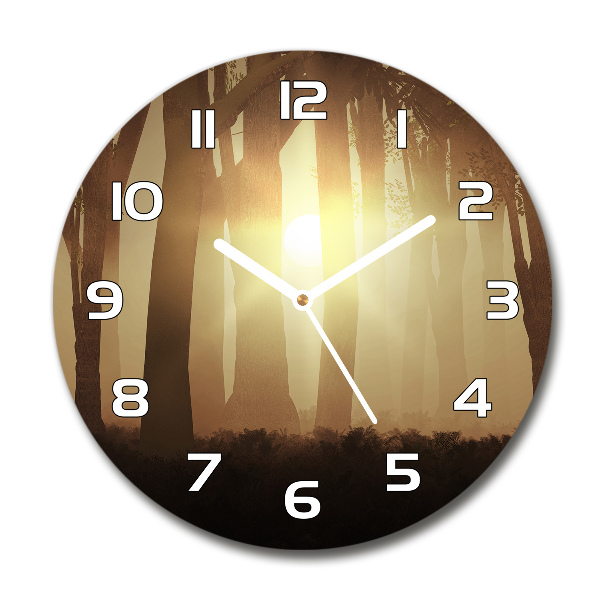 Reloj redondo pared Niebla en el bosque