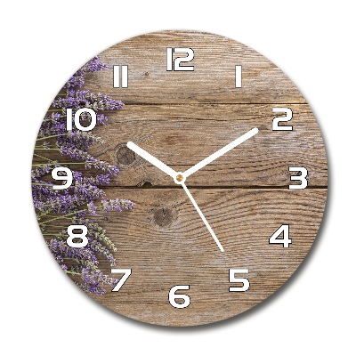 Reloj de cristal redondo Lavanda sobre madera