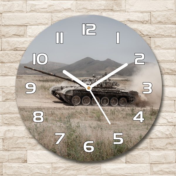 Reloj de pared redondo Tanque en el desierto