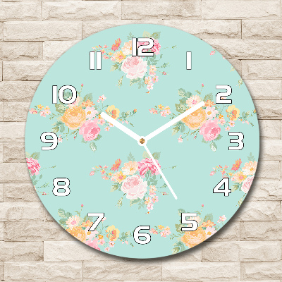 Reloj de cristal redondo Patrón floral