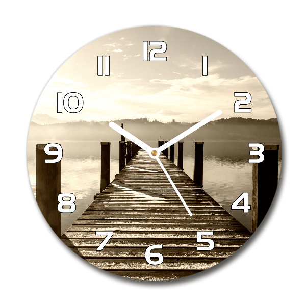 Reloj redondo pared Muelle de madera