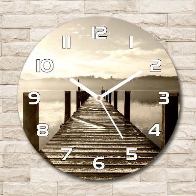 Reloj redondo pared Muelle de madera