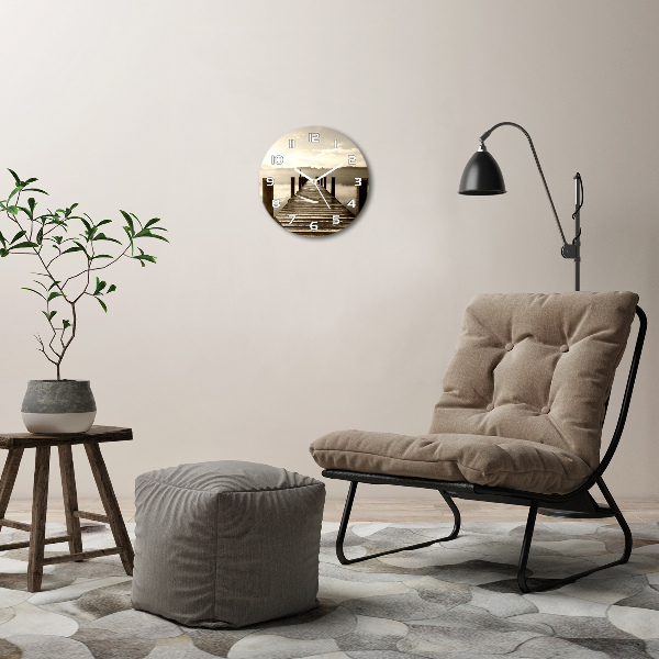 Reloj redondo pared Muelle de madera