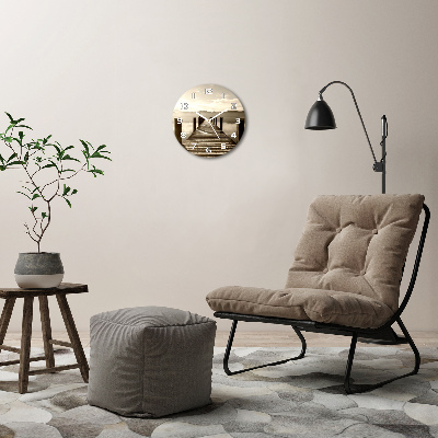 Reloj redondo pared Muelle de madera