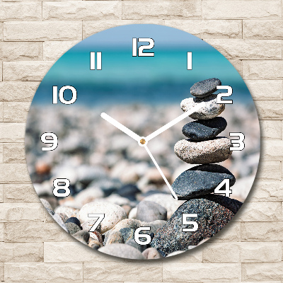 Zegar szklany okrągły Stos kamieni
