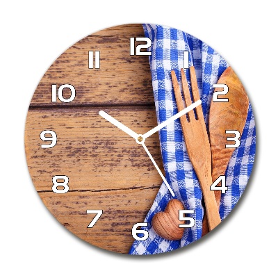 Reloj de pared redondo Cubiertos de madera