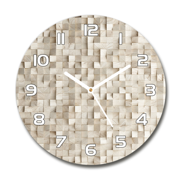 Zegar szklany na ścianę Drewniane kostki