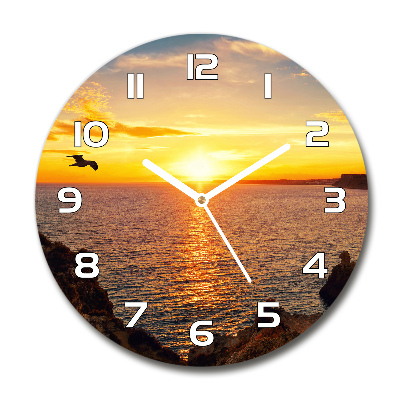 Reloj de cristal redondo Mar al atardecer