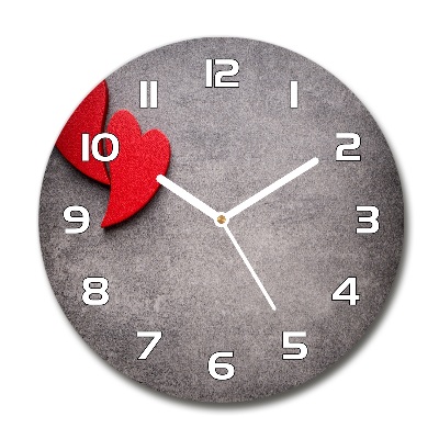 Reloj de pared redondo Corazones rojos