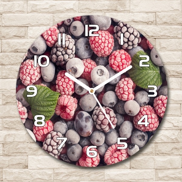 Reloj de cristal redondo Frutos del bosque congelados