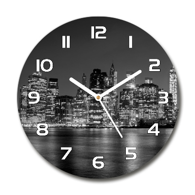 Reloj redondo pared Manhattan de noche