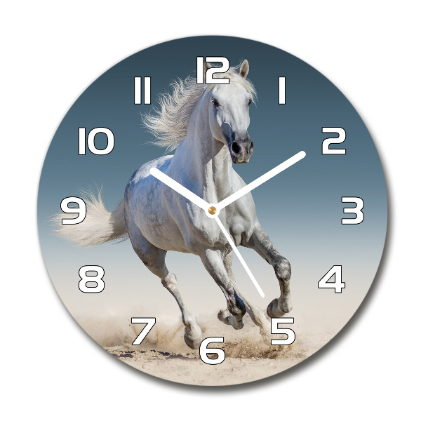 Reloj de pared redondo Un caballo blanco galopando
