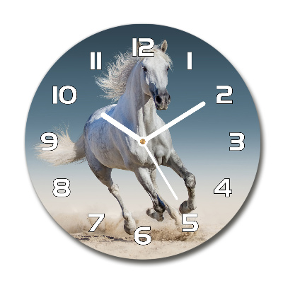 Reloj de pared redondo Un caballo blanco galopando