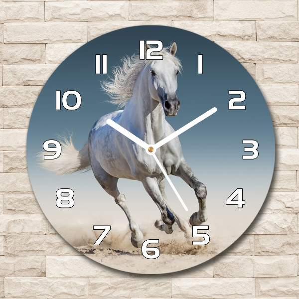 Reloj de pared redondo Un caballo blanco galopando