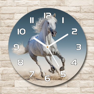 Reloj de pared redondo Un caballo blanco galopando