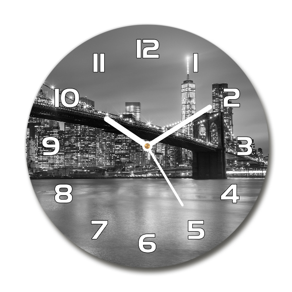 Reloj de cristal redondo Nueva York de noche