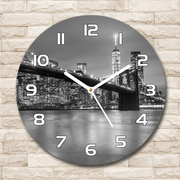 Reloj de cristal redondo Nueva York de noche