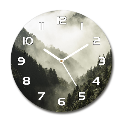 Reloj de cristal redondo Niebla sobre el bosque