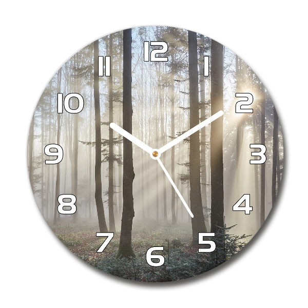 Reloj redondo pared Niebla en el bosque
