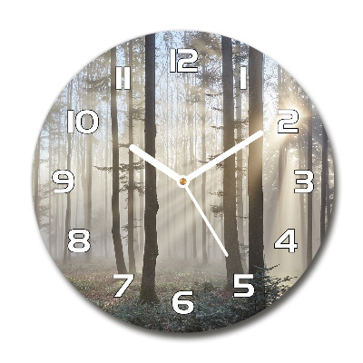 Reloj redondo pared Niebla en el bosque