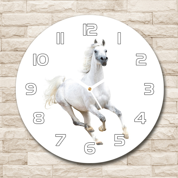 Reloj de pared redondo Caballo árabe blanco