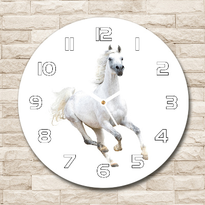 Reloj de pared redondo Caballo árabe blanco