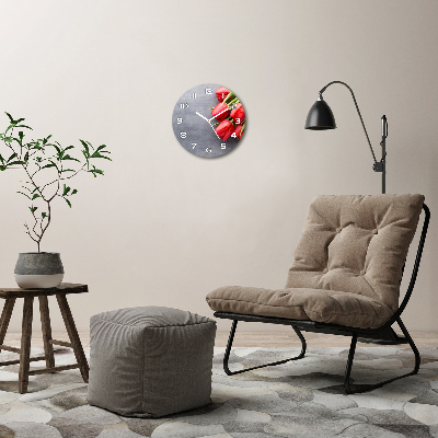 Reloj de cristal redondo Tulipanes rojos