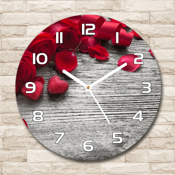 Reloj de pared redondo Rosas rojas