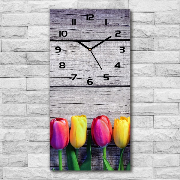 Reloj rectangular Tulipanes coloridos