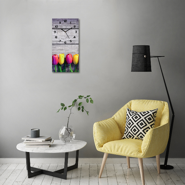 Reloj rectangular Tulipanes coloridos