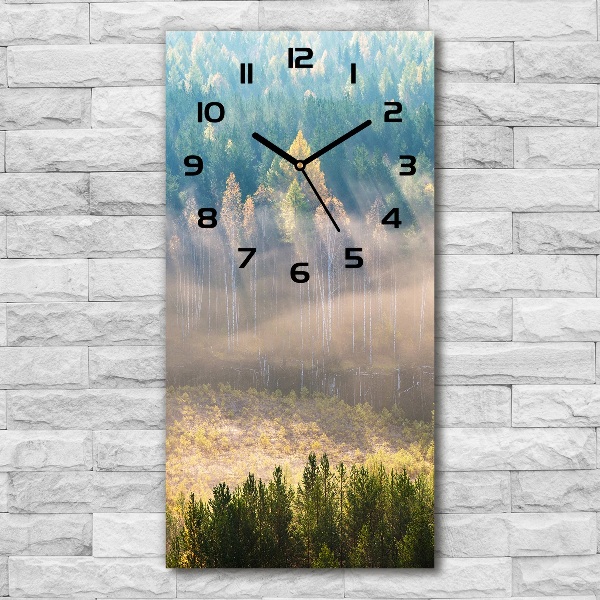 Reloj de cristal vertical Niebla sobre el bosque